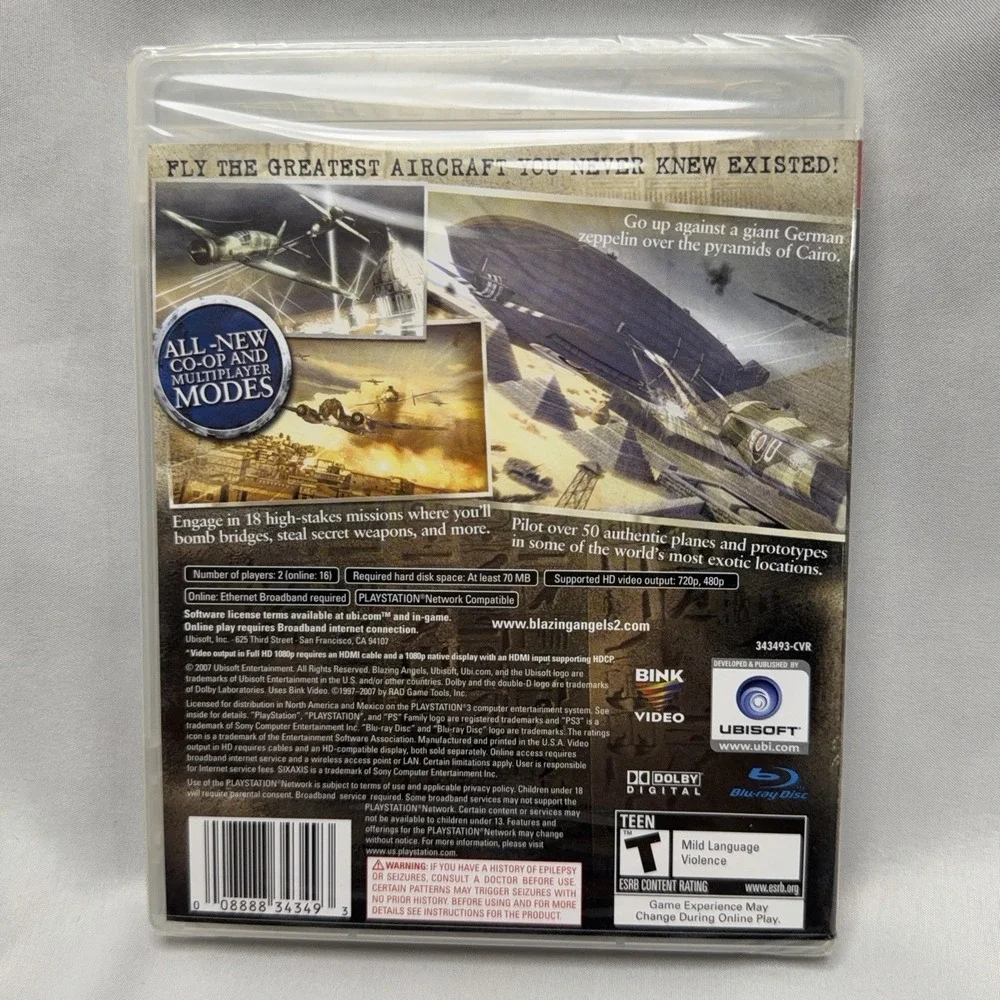Blazing Angels 2 Secret Missions of WWII Sony PlayStation 3 2007 PS3 Video Game